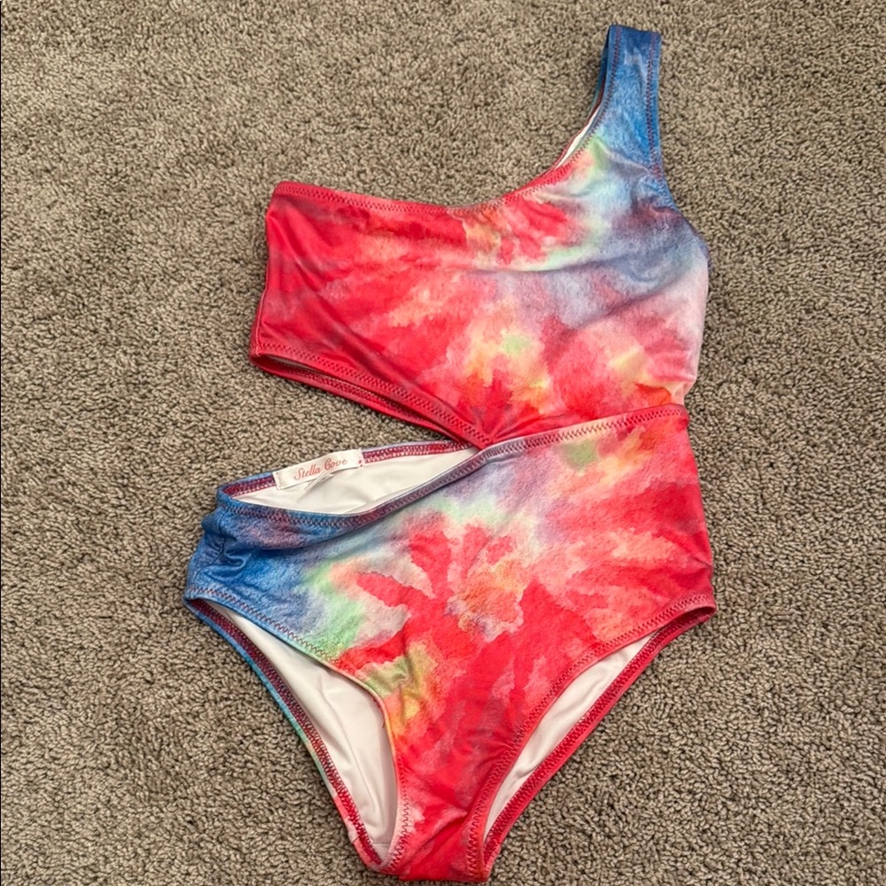 Colorful Tie-Dye swimsuit with cutout